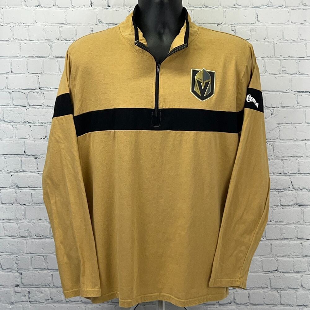 Las Vegas Golden Knights 1/4 Zip Pullover T Shirt L Large Yellow Station Casinos